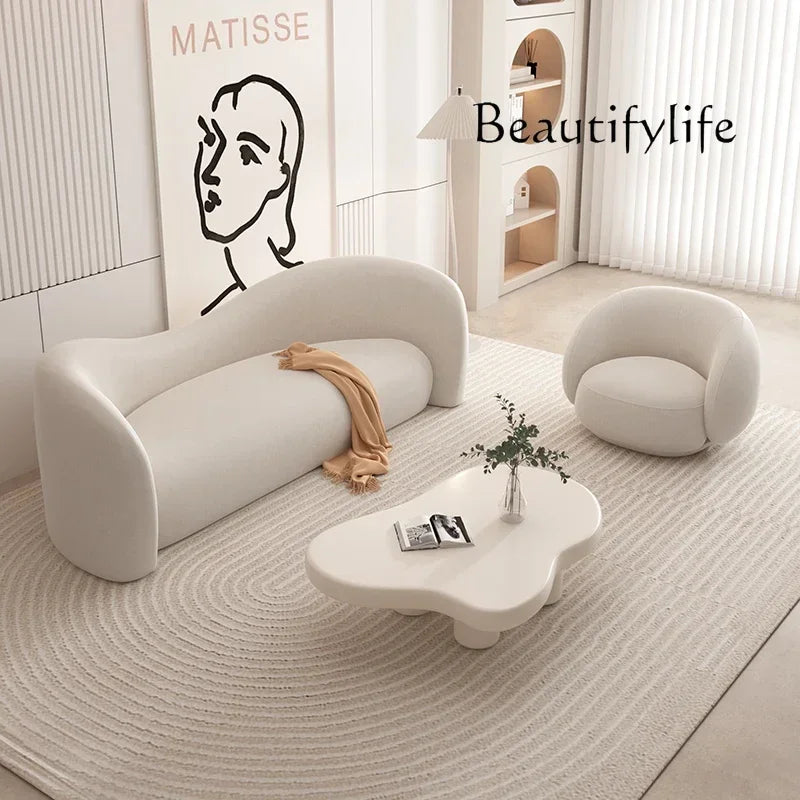JB HCream Wind Sofa Small Apartment Living Room Simple Modern Clothing Store Beauty Salon Reception Rest Area