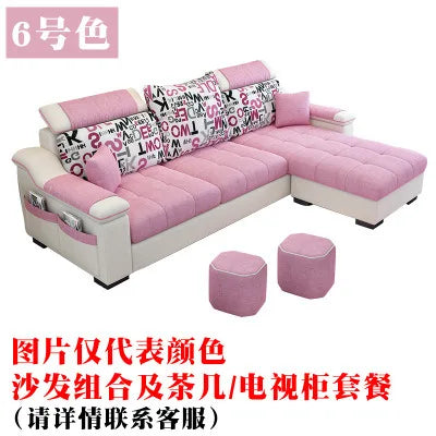 Modern Luxury Three-Seat Home Furniture L-Shape Love Sofa Set with Sponge Filling Fabric Design for Living Room Best Price
