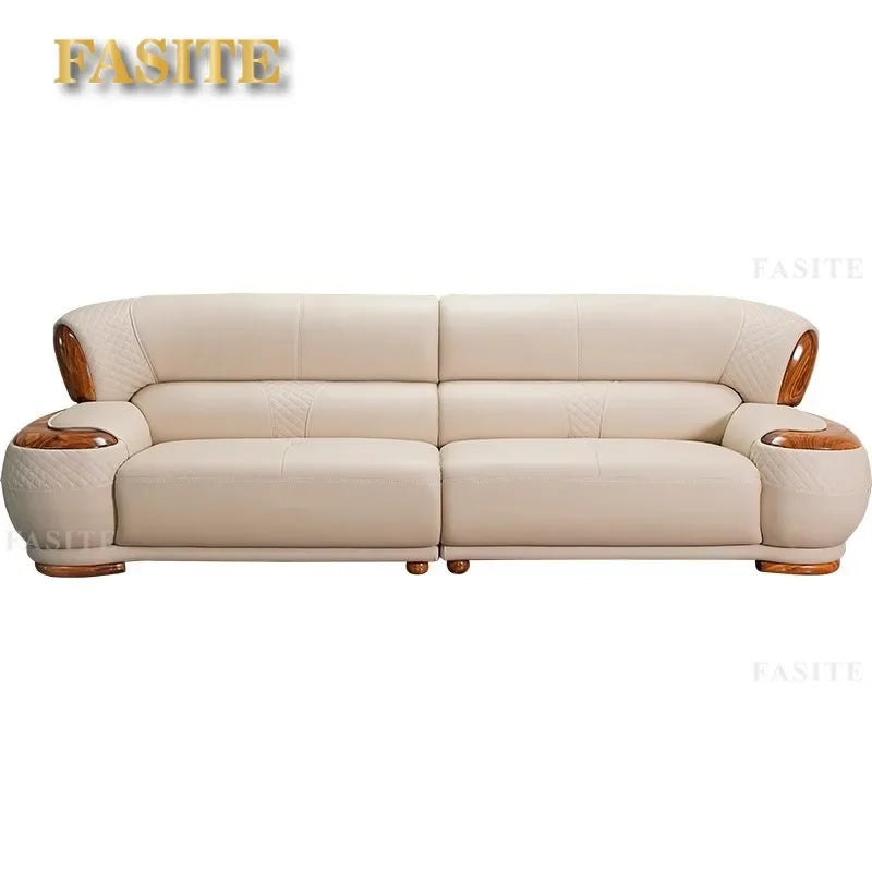 New Chinese Ebony Leather Sofa High-end Villa Large Flat Floor Living Room Leather Art Solid Wood Princess Corner 23 Combination