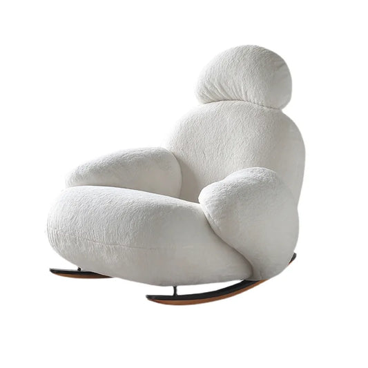 Big white Internet celebrity rocking chair lazy sofa single rocking cream living room lazy chair simple balcony bedroom