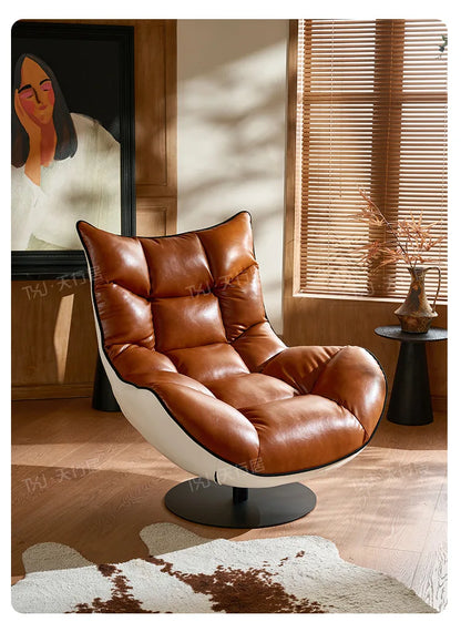 Living room balcony designer antique leisure chair leather lazy sofa