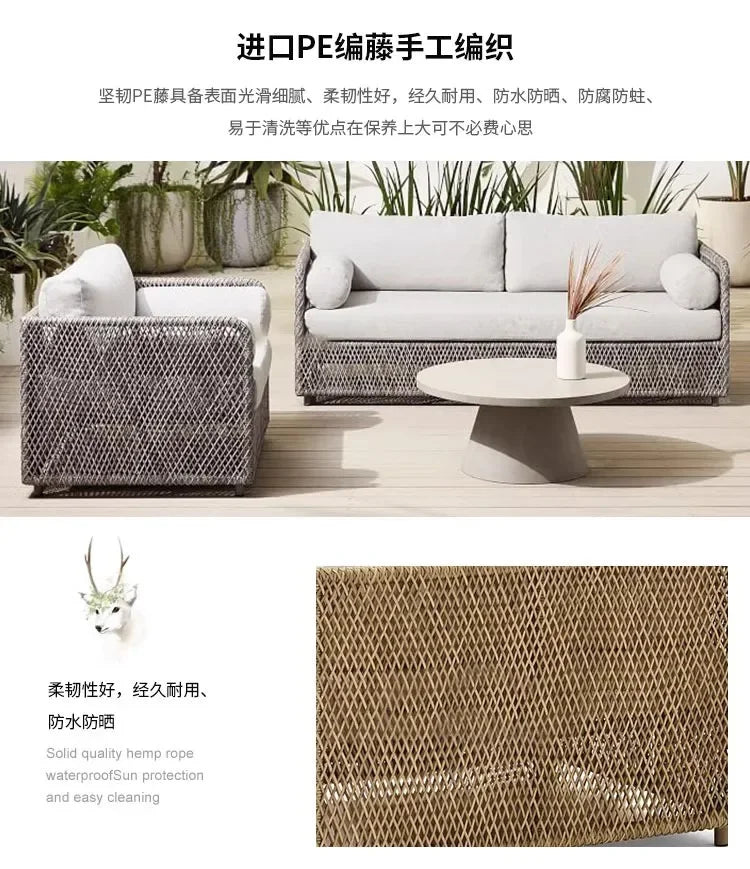 Leisure Rattan Outdoor Sofas Villa Design Decoration Creative Hotel Garden Sofas Advanced Balcony Furniture Gartenstuhl Lshysf