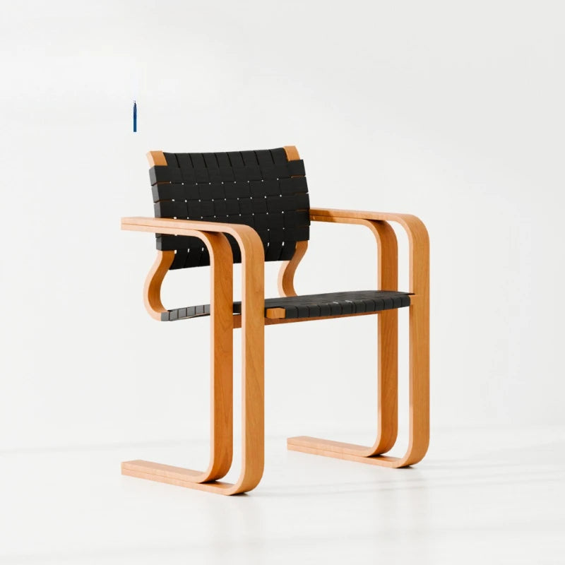 Woven chair retro solid wood designer single chair antique creative restaurant chair