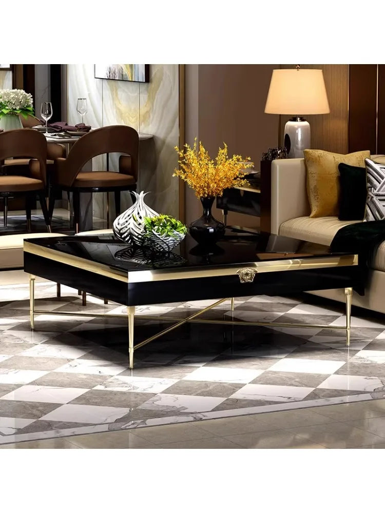 High fashion coffee table living room square paint glass square coffee table