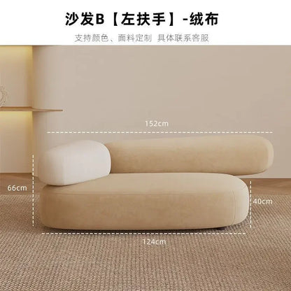 Fabric sofa cobblestone curved small apartment living room special-shaped rental house simple light luxury modern sitting area
