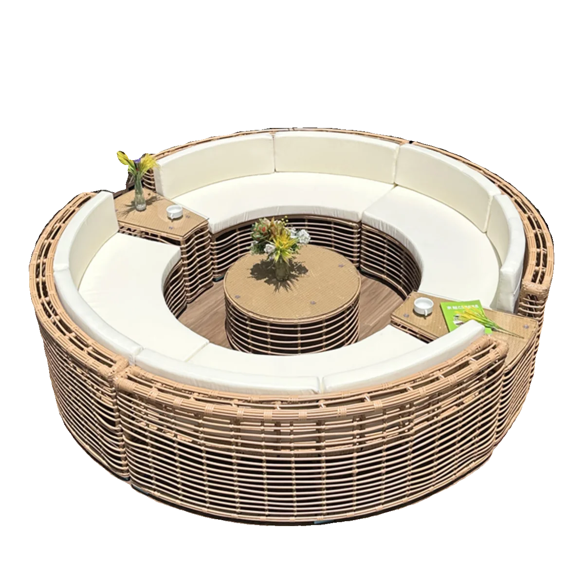 Outdoor rattan sofa courtyard open-air combination seat pe imitation rattan outdoor garden leisure balcony full circle curved ch
