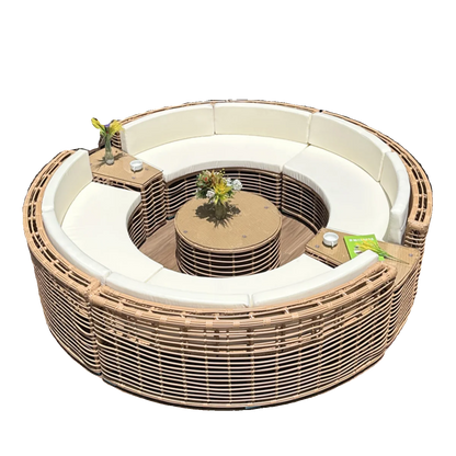 Outdoor rattan sofa courtyard open-air combination seat pe imitation rattan outdoor garden leisure balcony full circle curved ch
