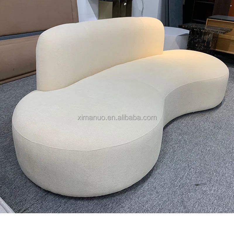 Nouveau canapé rembourré de style italien, minimaliste, pour la réception de bureau, ensemble de canapés avec un design minimaliste crémeux pour les petits salons