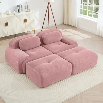Pink Ottoman for  Sectional Soa, Corduroy Deep Seat or Oversized Compred BonelSectional Couches or Living Room Bedroom ,only  Ottoman