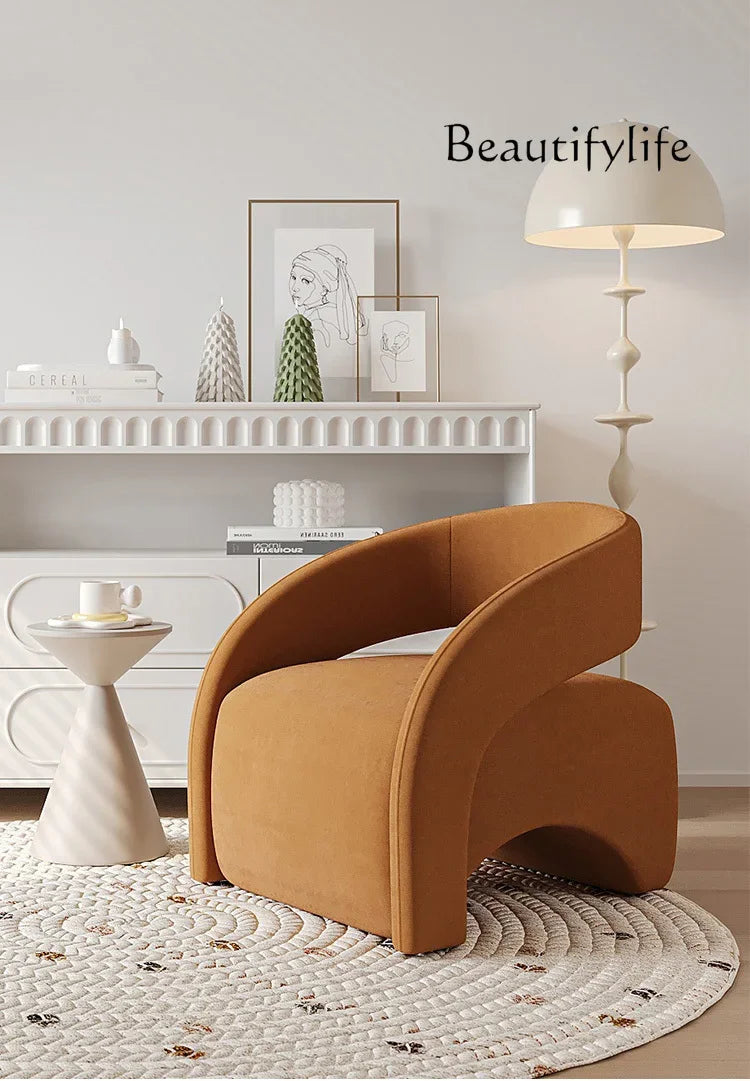 A Nordic Light Luxury Curved Balcony Chair Design Sense Living Room Lazy Single Sofa Leisure Chair
