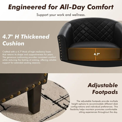 Barrel Chair Living Room Chair, Upholstered Sofa Club Chair with Nail-Heads and Solid Wood Legs for Bedroom, Offic