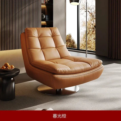 Genuine Leather Couch Single Minimalist Cream Style Living Room Small Apartment Bedroom Leisure Chair