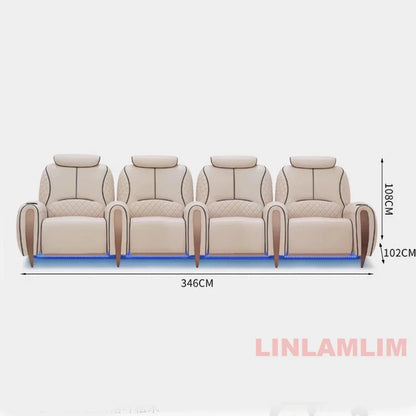 Luxury Electric Recliner Theater Seating Sofa – Modern Home Theater Chairs with LED Lighting, USB, Massage, Cooling Cup Holder