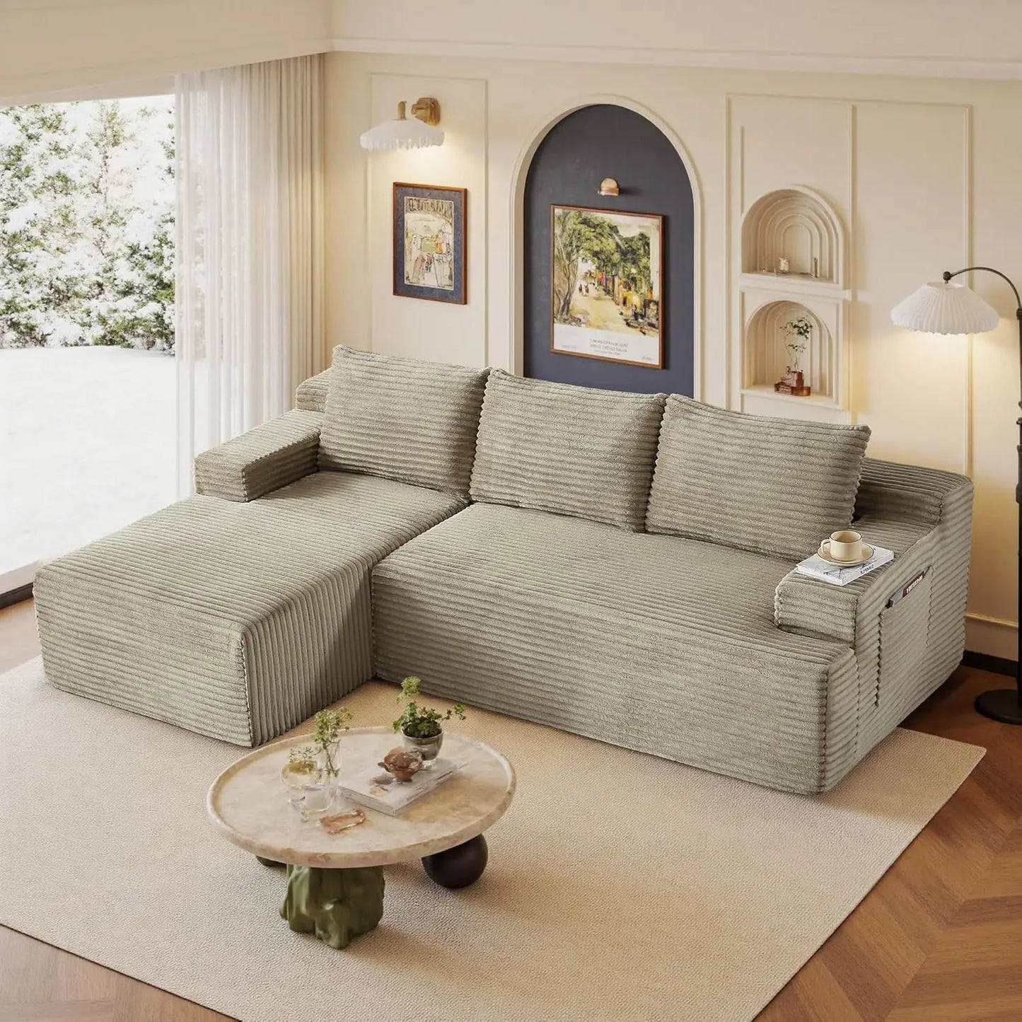 96" L-Shaped Modular Sectional Sofa with Left-Facing Chaise