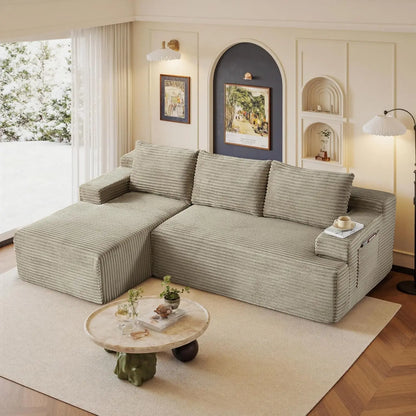 96" L-Shaped Modular Sectional Sofa with Left-Facing Chaise