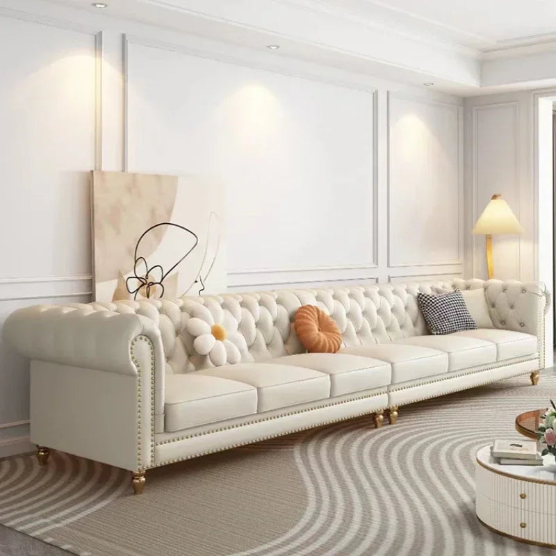 Designer Genuine Leather Sofas Fancy Living Room Lounge Floor Sofa Loveseat Modern Canape Salon De Luxe Apartment Furniture