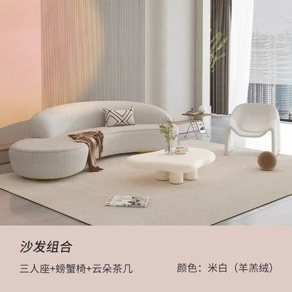 Cream wind light luxury beauty salon living room small apartment creative curved clothing store rest area reception sofa Interne