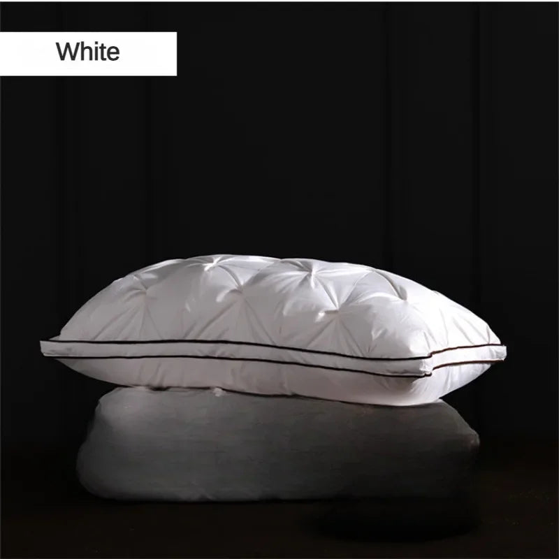 Goose Down Pillow White Cotton PillowCover Rectangle Bedroom Sleep 5-Star Hotel Pillow Low-Mid-high Pillows for Sleeping