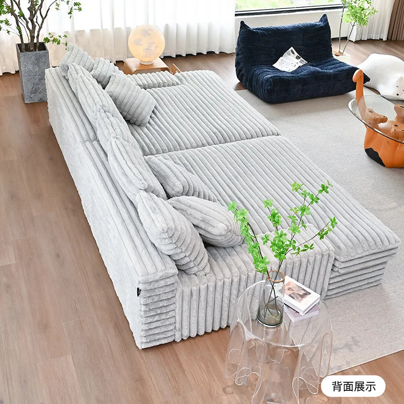 Modern Vacuum Compressed Sofa Plush Corduroy Sectional Sofa Living Room Bedroom Recliner Lazy Combination Sofa Bed Furniture