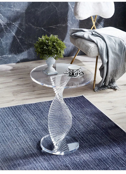 xzzSimple modern style small round table Nordic light luxury transparent corner few acrylic sofa side table