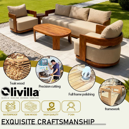 Homestay Courtyard Outdoor Sofa Villa Courtyard Garden Open-air Waterproof Furniture Set Simple Outdoor Teak Sofa Custom Design