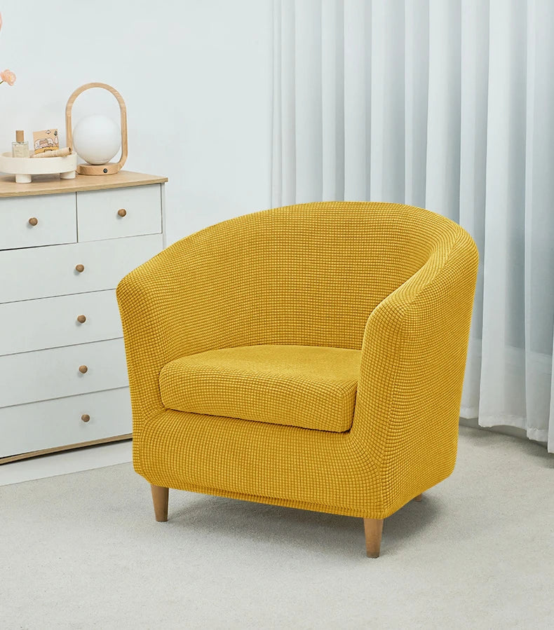 2pcs/set Jacquard Stretch Club Armchair Slipcover 1pc Barrel Tub Sofa Cover + 1pc Polar Fleece Couch Cover Furniture Protector