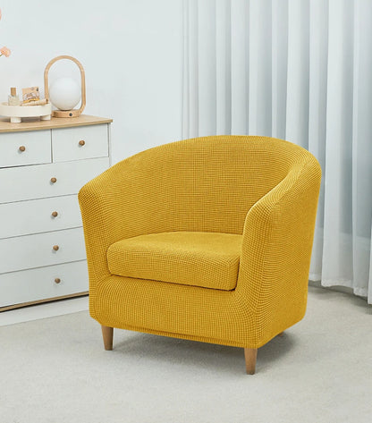 2pcs/set Jacquard Stretch Club Armchair Slipcover 1pc Barrel Tub Sofa Cover + 1pc Polar Fleece Couch Cover Furniture Protector