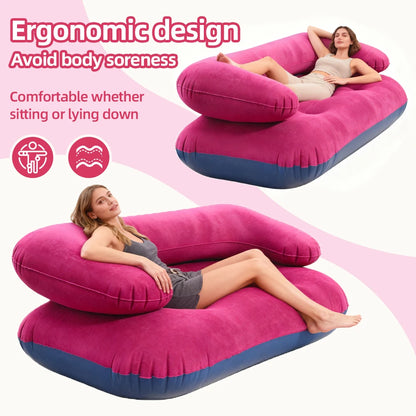Double Inflatable Air Sofa Two-Seater Lazy Couch Heavy Duty Leak Proof Inflatable Lounge Furniture Indoor Outdoor Camping