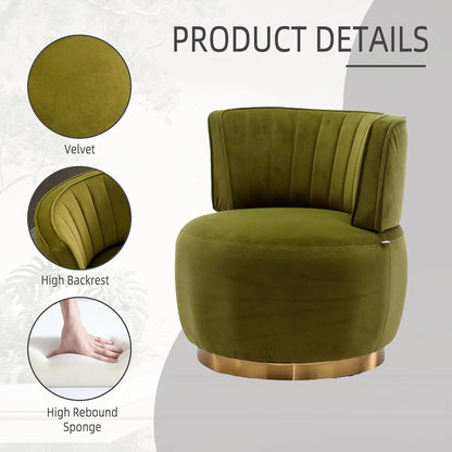 Modern Velvet Swivel Barrel Chair, 360 Degree Plush Upholstered Round Armchair with Wide Seat, Cozy Lounge Chair, Customized