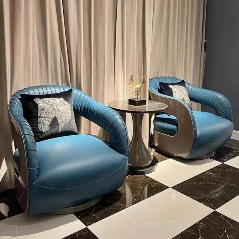 Italian style living room small chairs office and guest rooms single sofa chairs rotatable genuine leather leisure chairs