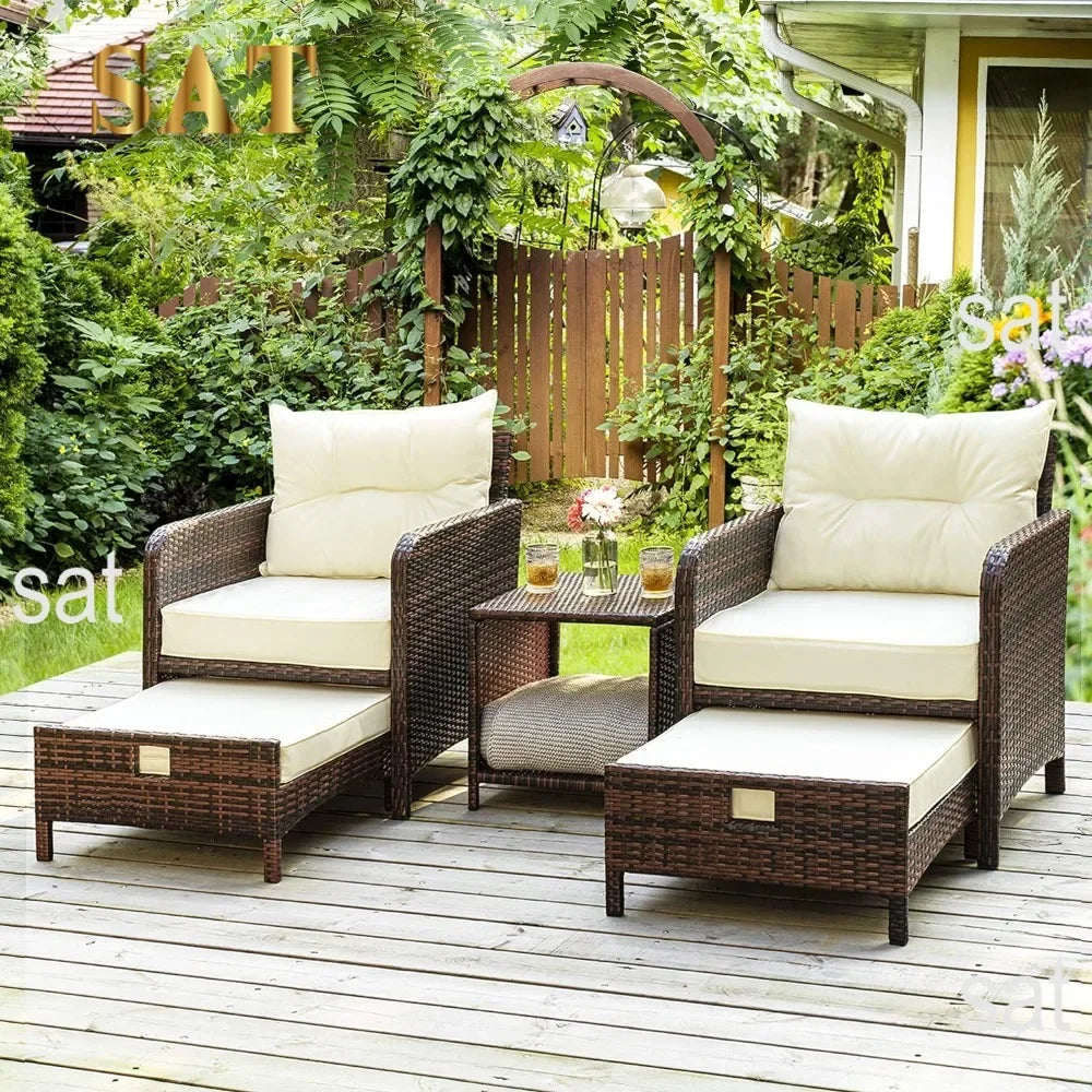 #For 5 Pieces Wicker Patio Furniture Set Outdoor Patio Chairs with Ottomans Conversation Furniture with coffetable&