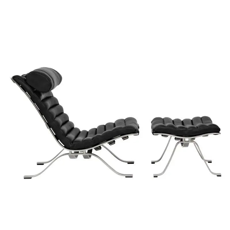 Designer Ari Chair Full Leather Leisure Light Luxury Simple Medieval Back Chair Stainless Steel Reclining Chair