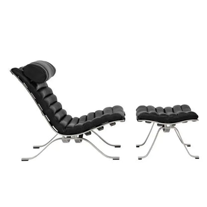Designer Ari Chair Full Leather Leisure Light Luxury Simple Medieval Back Chair Stainless Steel Reclining Chair