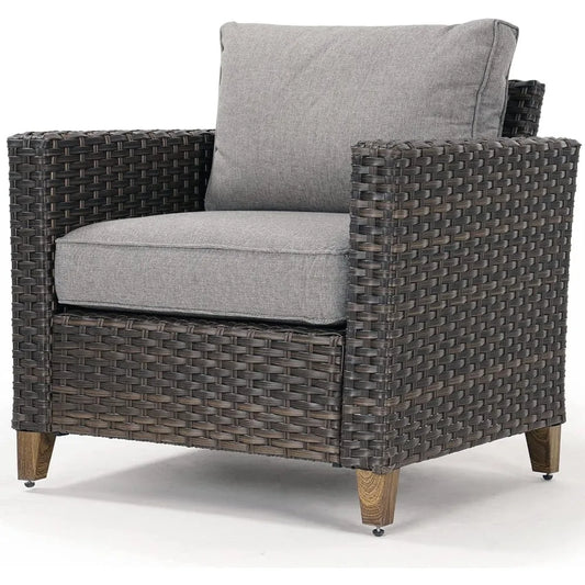 Outdoor Furniture, Patio Wicker Sectional Sofa Modular Furniture Set Single Sofa with Thick Cushions for Deck Porch Poolside Ga