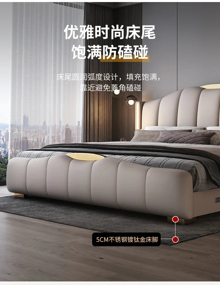 Luxury Frame Double Bed King Size Modern Living Room Frame Double Bed Queen Hotel Princess Cama De Casal Bedroom Furniture