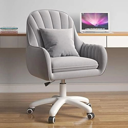 Mid Back Velvet Office Chair with Swivel Base Rolling Casters Adjustable Height Ergonomic Design for Computer Desk Bedroom