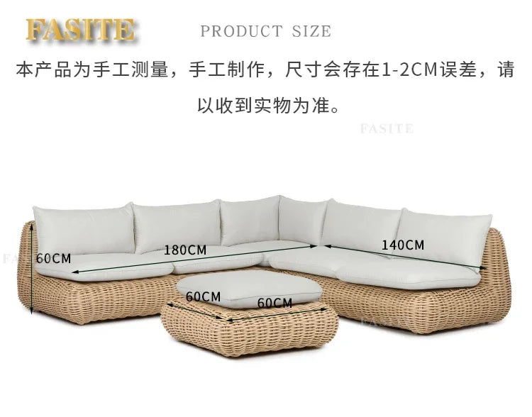 Outdoor rattan woven sofa, balcony, courtyard sofa, coffee table, outdoor rattan woven furniture
