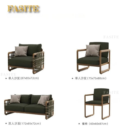 Outdoor solid wood sofa villa terrace rattan chair leisure combination furniture