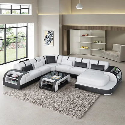 China Supplier's Customized Modern Leather Sofa Set Genuine Leather Home Furniture with Sponge Filling for Living Room