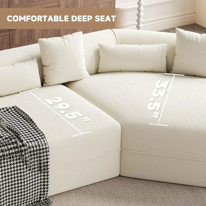 124" Cloud Sectional Couch, Upholstered Couches for Living Room Bedroom, Modern Boneless Modular Sofa with Deep Seat, L-Shape Mo
