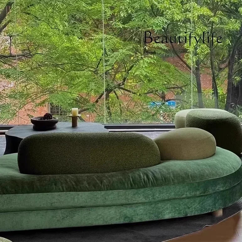 1PCS kXS French Pebble Sofa Designer Large Flat Layer Love Special-shaped Green Fabric Module Combination Arc