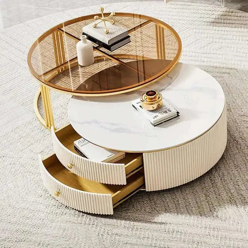 Nordic Luxury Coffee Tables Living Room Korea Beautiful Cute Side Table Marble Effect Glass Mesa De Centro De Sala Furniture