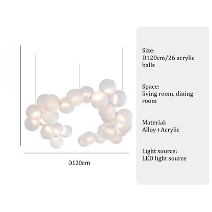 SANDYHA French Style Acrylic Ball Pendant Lights Creative Hanging Chandelier LED Lamps for Living Room Dining Table Modern Home