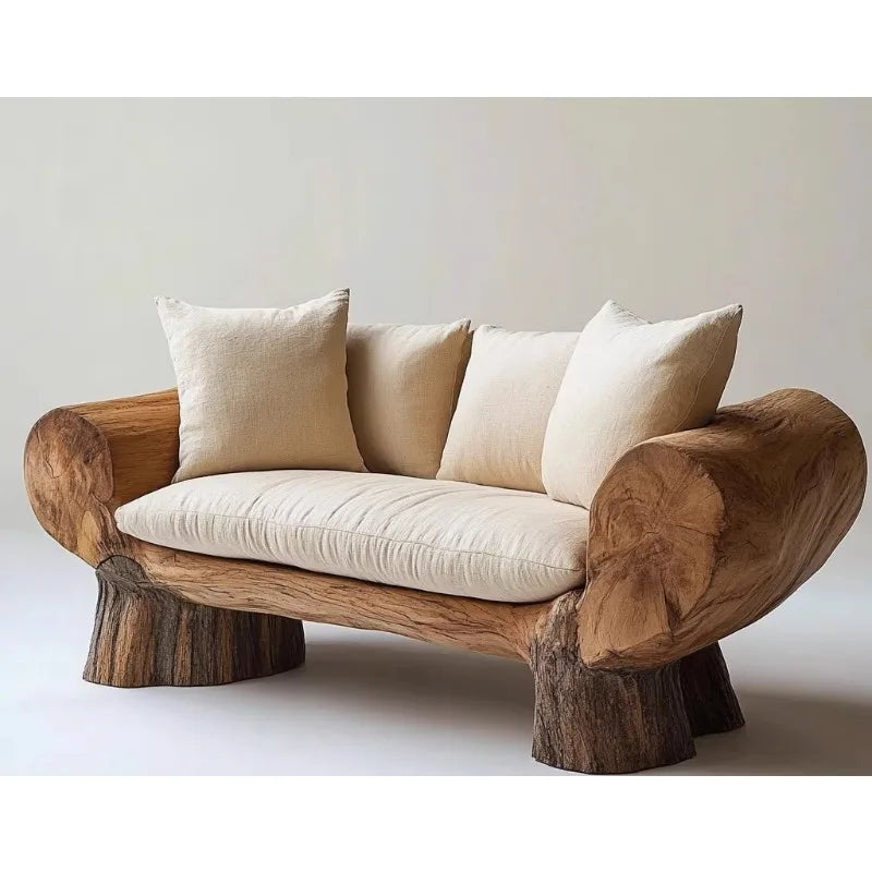 ZHB wabi-sabi wind art sofa homestay original ecological hotel clubhouse villa luxury log wind solid wood sofa G