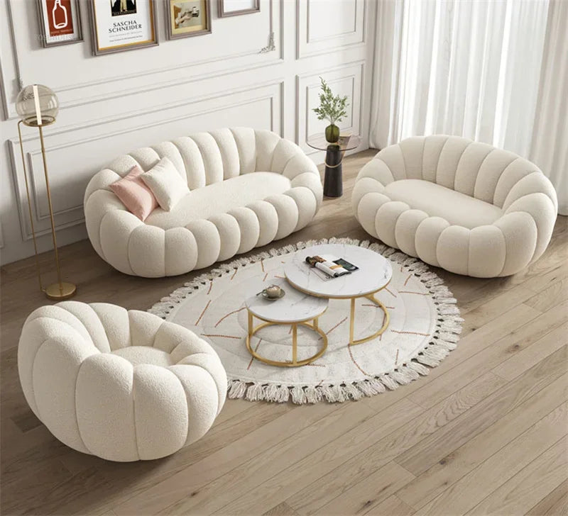Modern Living Room Sofa Lambswool Pumpkin Sofa Chair Creative Home Balcony Swivel Lounge Chair Fitting Room Bedroom Single Sofas