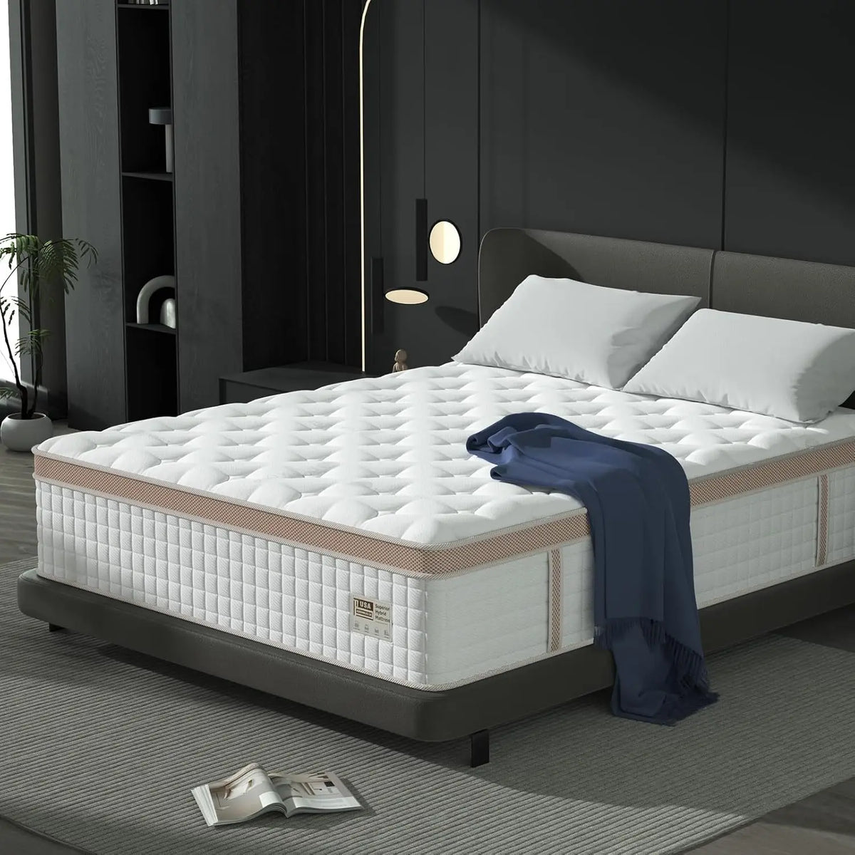 BedStory 14'' Full/King/Queen Size Mattress, Luxury Hybrid Mattress, Gel Memory Foam & Pocket Springs, Manufactured in USA