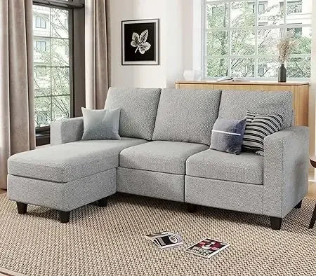 #For L-Shaped Modular Sectional Sofa, 3-Seater Comfy Cloud Couch with Ottoman/Chaise & 5 Pillows for Living Room Bedroom&