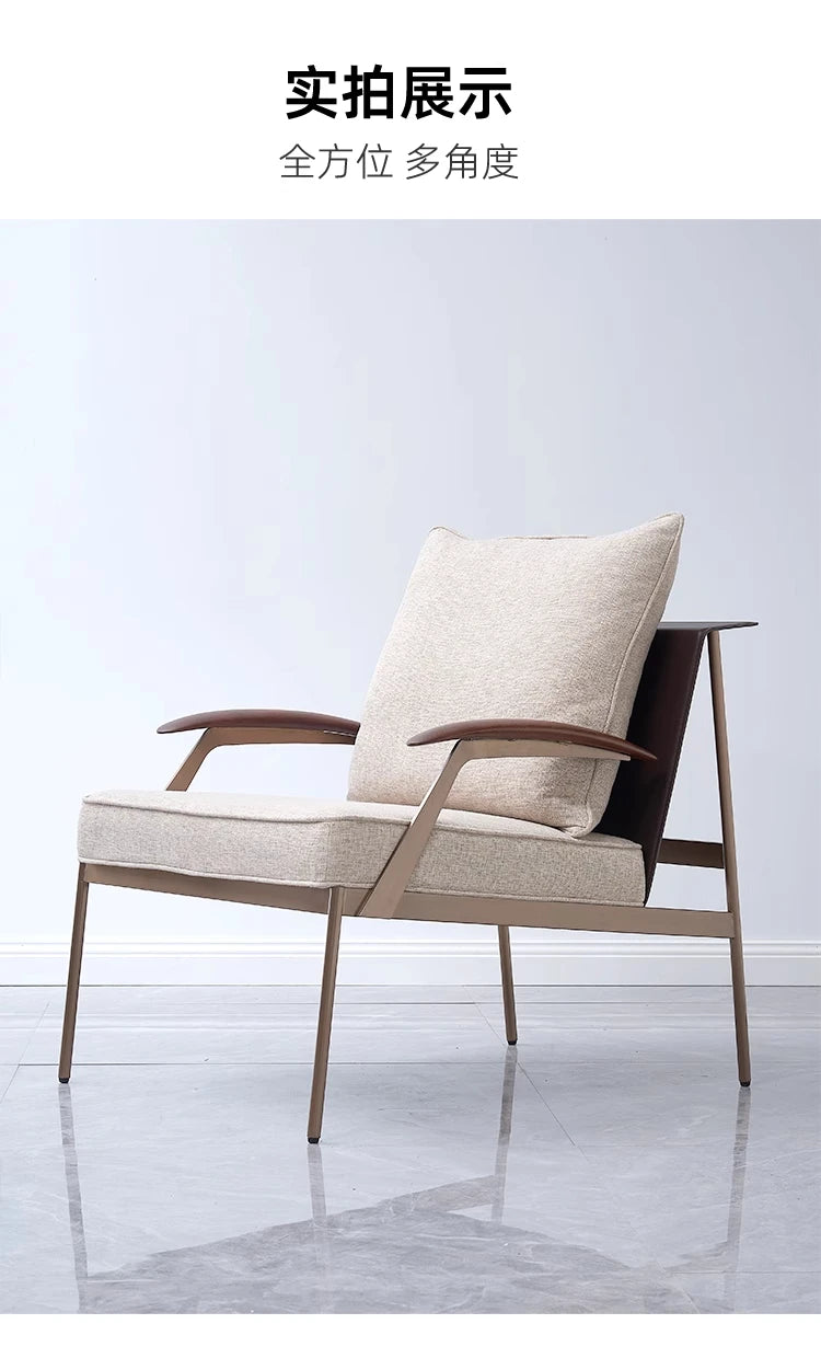 Single Light Luxury Designers Stainless Chair  Minimalist Backrest Armchair Negotiation Living Room Chair Sofa Stool Furniture