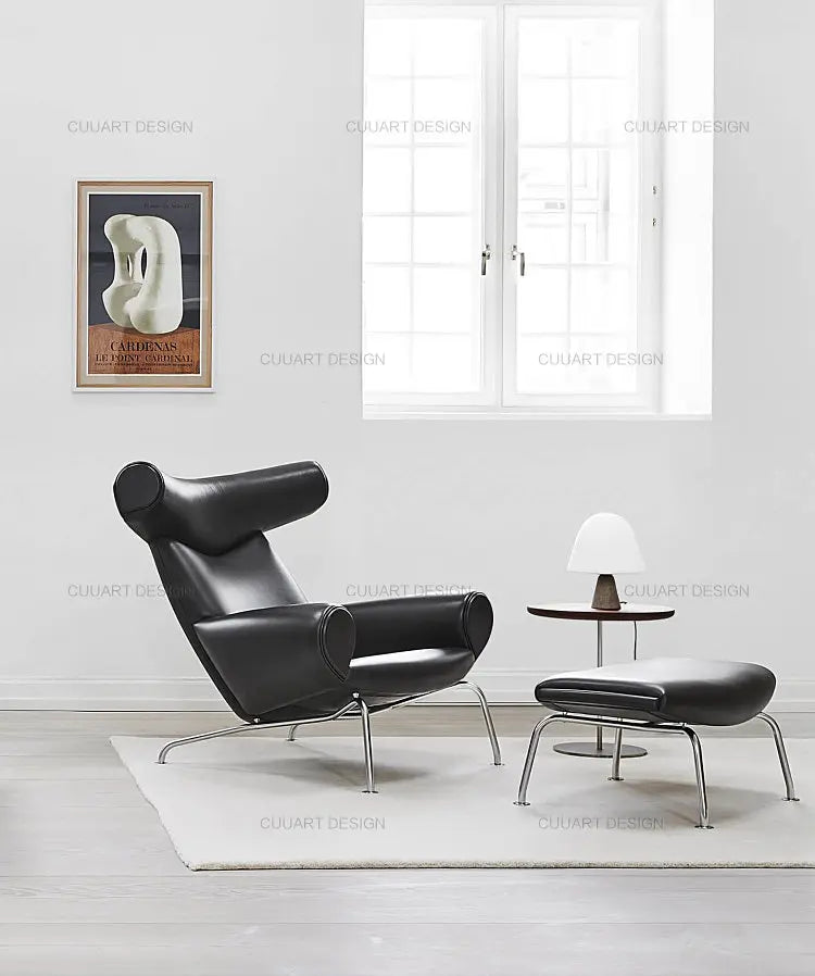 QQSingle light luxury sofa chair minimalist leather balcony living room lounge chair