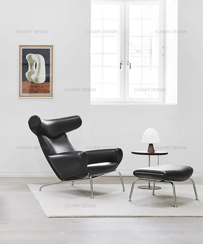 QQSingle light luxury sofa chair minimalist leather balcony living room lounge chair